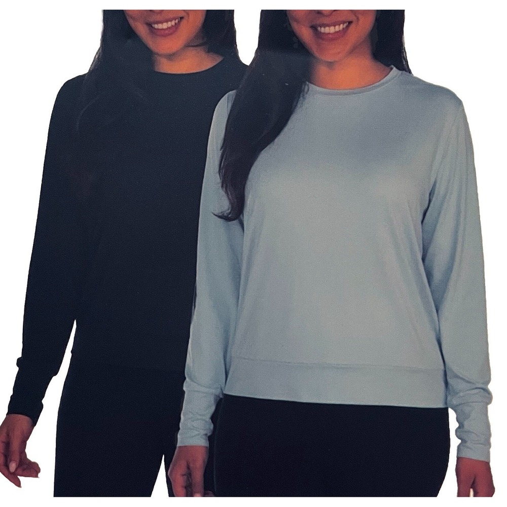 Lukka Lux Women's 2-Pack Long Sleeve Moisture Wicking Tee Shirts Blue/Black XL